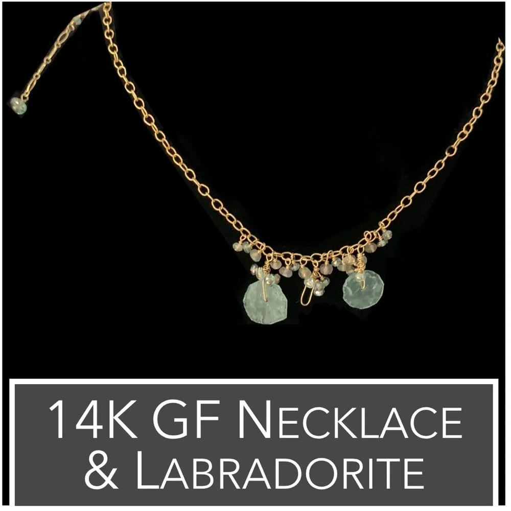 14K‎ GF Sea Glass & Labradorite Necklace (14K Gold-Filled)